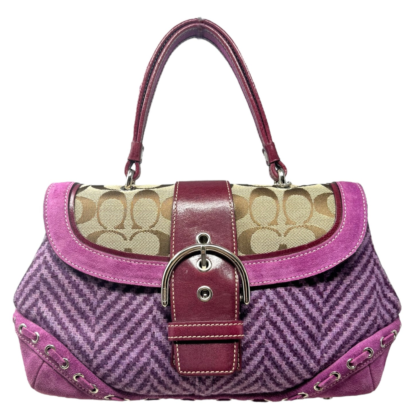 Limited Edition SoHo Herringbone Signature Collection Handbag Designer By Coach, Size: Small