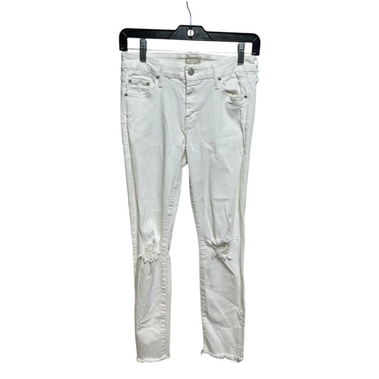 Distressed Jeans Skinny By Mother Jeans In White, Size: 0