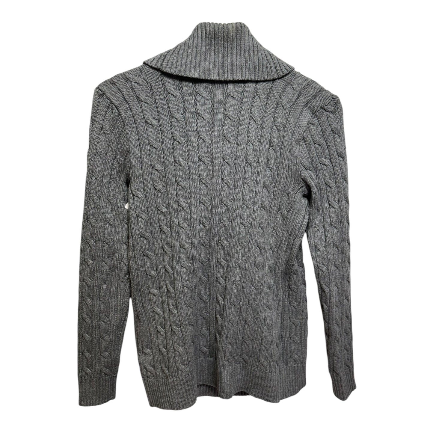Buckle Cable Knit Sweater Cardigan By Lauren By Ralph Lauren In Grey, Size: Sp