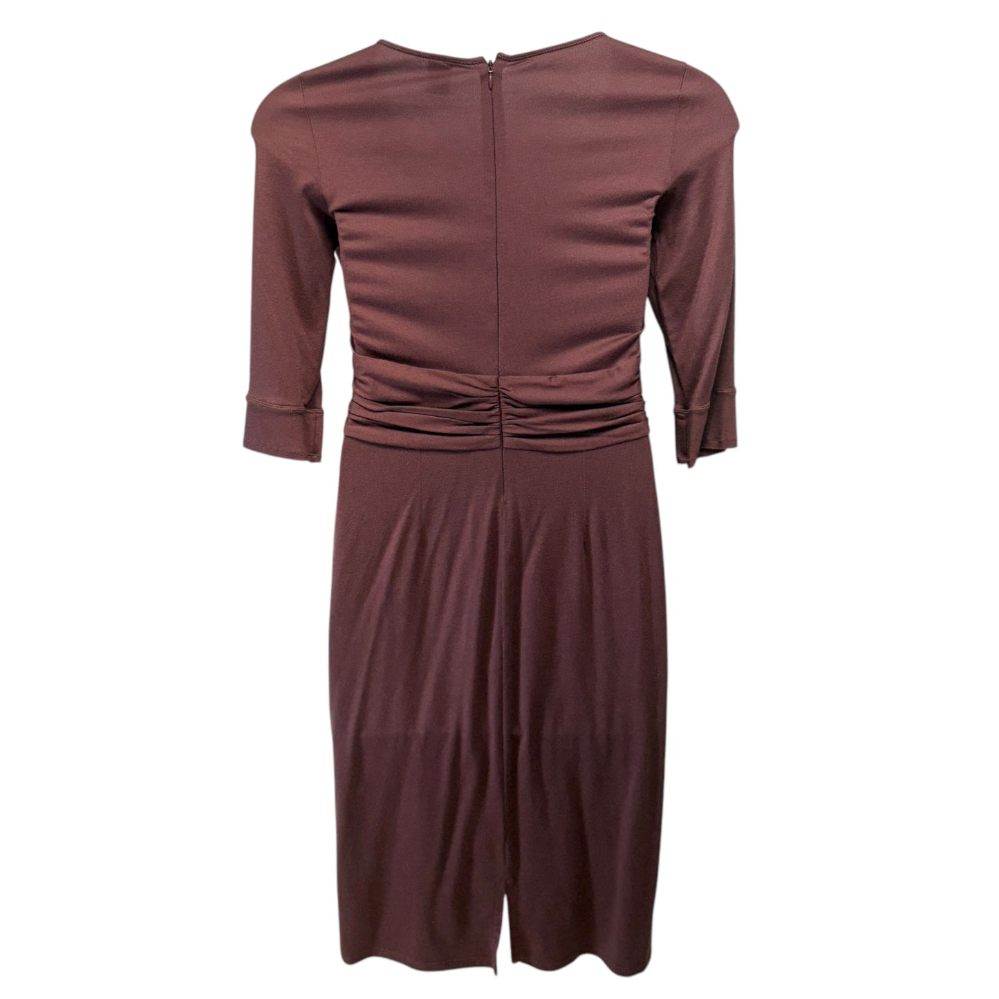 Scoop Neck Ruched Waist Pima Cotton Blend Midi Dress By Peruvian Connection In Brown, Size: M