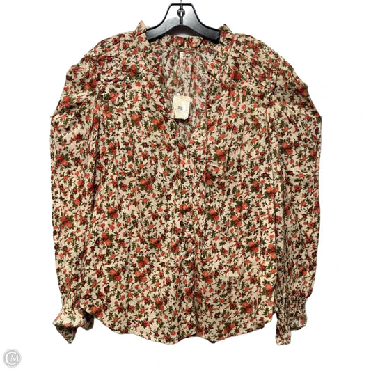 Top Long Sleeve By Free People In Floral Print, Size: Xl
