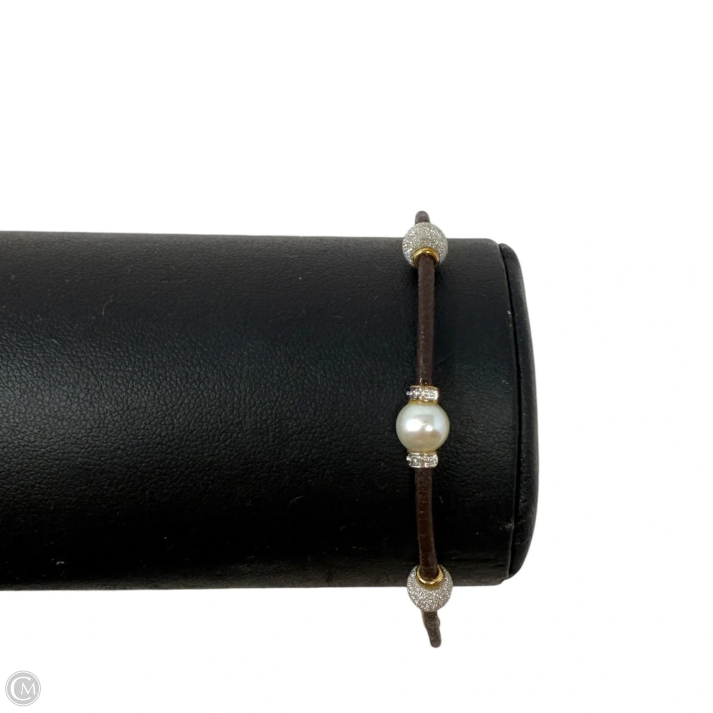Leather Cord Bracelet With Pearl, Stardust & CZ Beads, & Sterling Silver Magnetic Clasp By Clothes Mentor