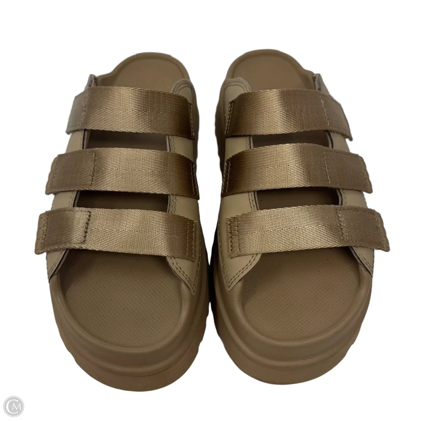Goldenglow Velcro Platform Sandals Designer By Ugg In Tan, Size: 9