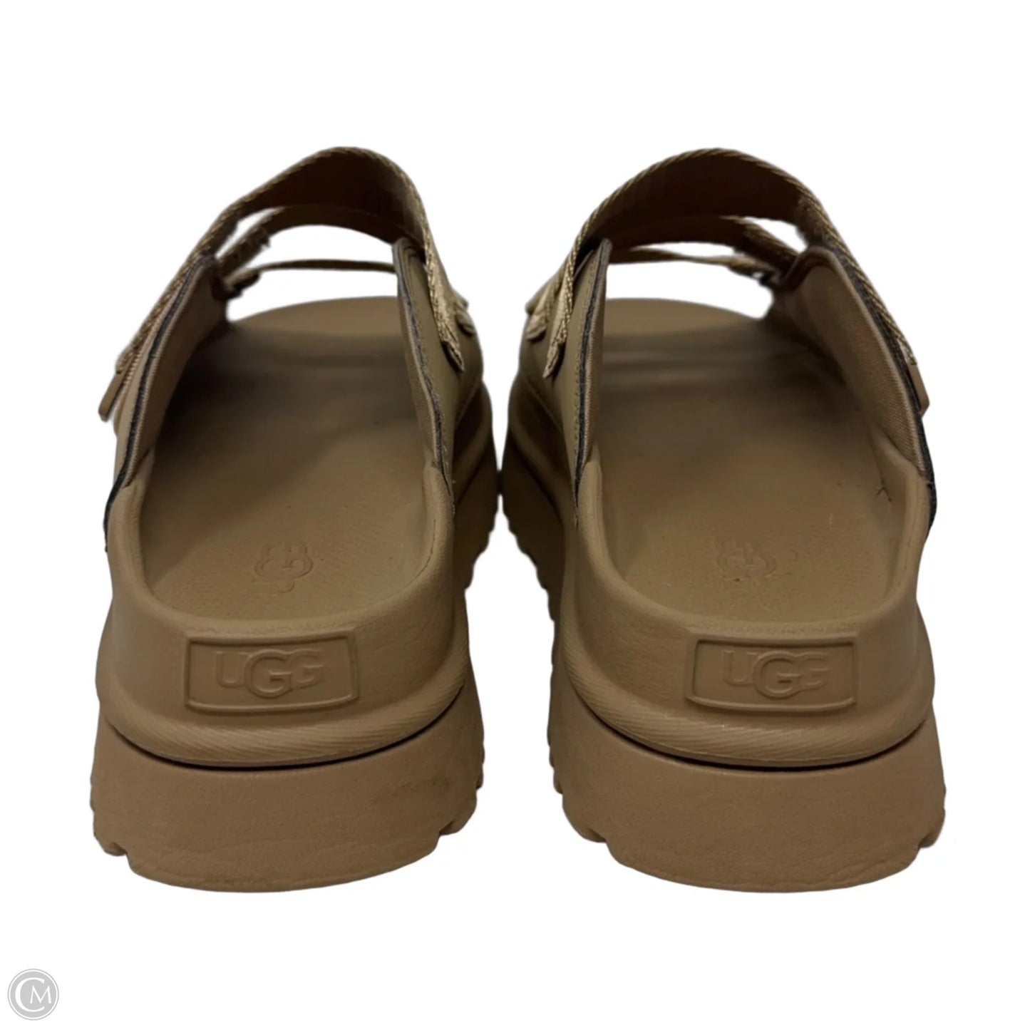 Goldenglow Velcro Platform Sandals Designer By Ugg In Tan, Size: 9