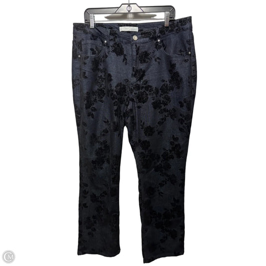 High Rise Floral Jeans Straight By C Est. 1946 In Blue Denim, Size: 16