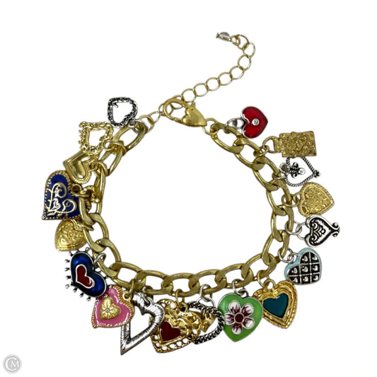 Hand Painted Glass Stones Heart Charm Bracelet  By Piper K