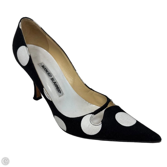 Capcour Polka Dot Pumps Luxury Designer By Manolo Blahnik In Polkadot Pattern, Size: 6.5 (36.5)