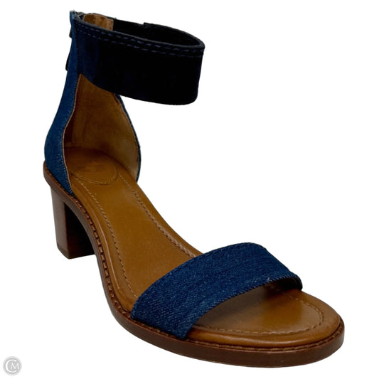 Brielle Denim & Suede Sandals Designer By Frye In Blue, Size: 6.5