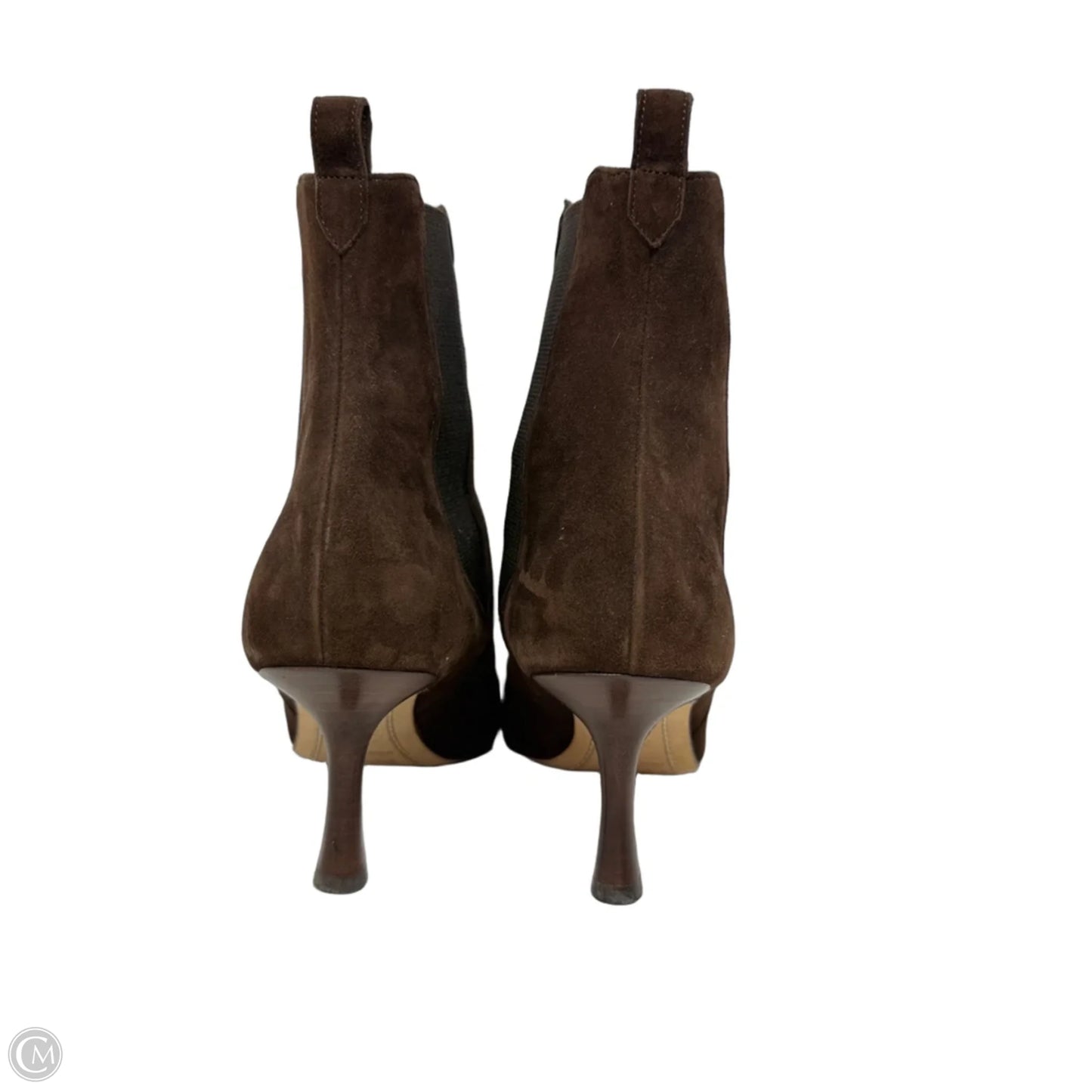 Suede Pointed Toe Kitten Heel Chelsea Boots By Lambertson Truex  In Brown, Size: 6.5