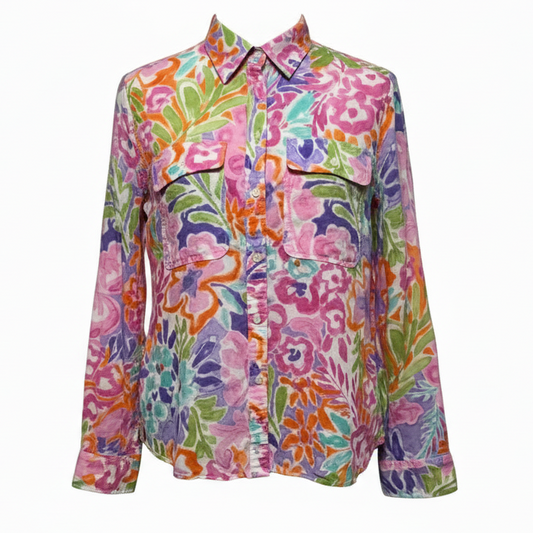 Top Long Sleeve By Lauren By Ralph Lauren In Floral Print, Size: M