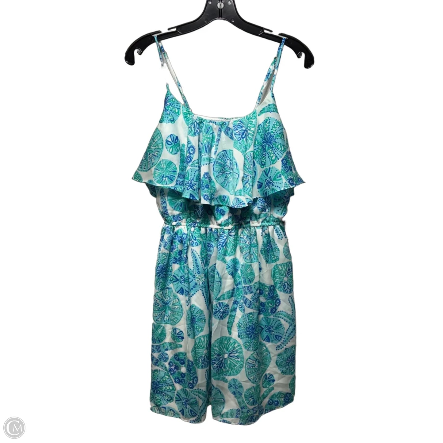 Sea Urchin For You Satin Flounce Dress Designer By Lilly Pulitzer For Target In Blue & White, Size: M