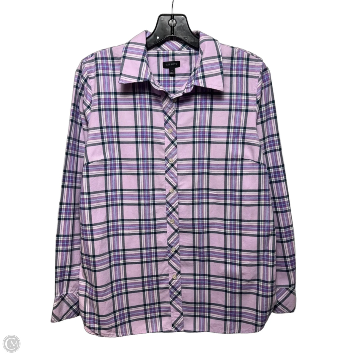 Top Long Sleeve By Talbots In Plaid Pattern, Size: S