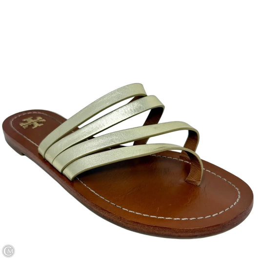 Patos Flat Sandals Designer By Tory Burch In Gold & Tan, Size: 7