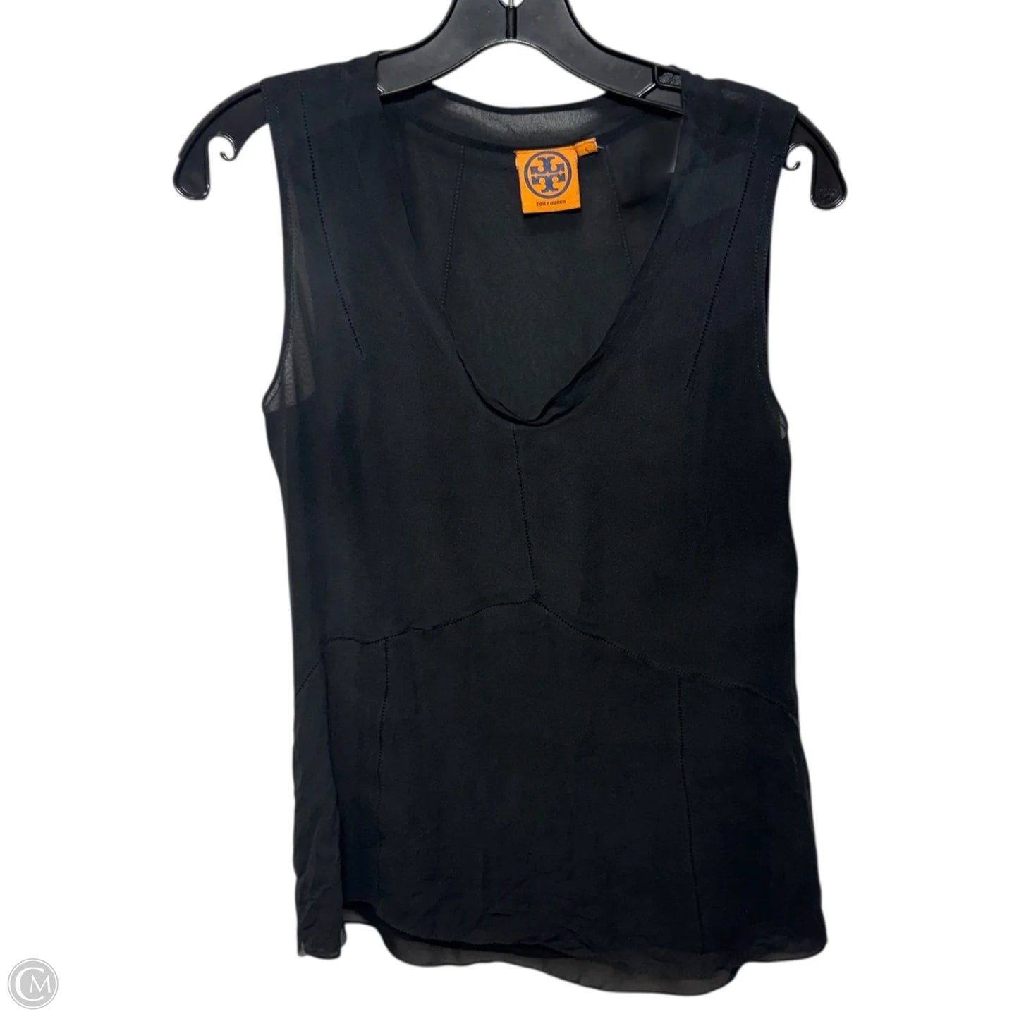 Silk Sleeveless Tank Top Designer By Tory Burch In Black, Size: 6