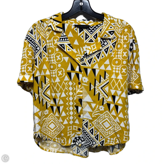 Top Short Sleeve By Jane And Delancey In Black & Yellow, Size: S