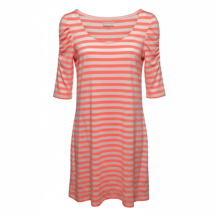 Kaley Dress Designer By Lilly Pulitzer In Sunrise Orange Boat Party Stripe, Size: XS