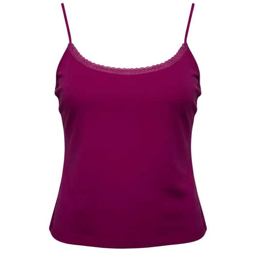 Lace Trim Cami Sleeveless Top By D & D Collection In Pink, Size: 6