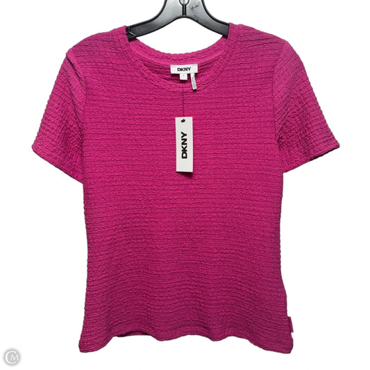 Textured Top Short Sleeve By Dkny In Pink, Size: S