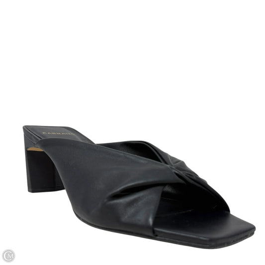 Twisted Square Toe Leather Mule Sandals By Carrano In Black, Size: 8