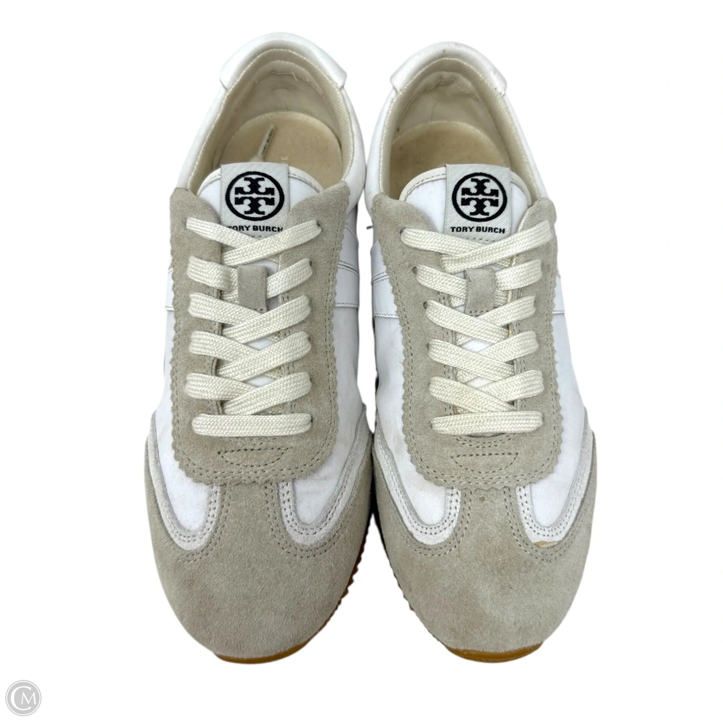Hank Sneakers Designer By Tory Burch In Cream & Tan, Size: 8