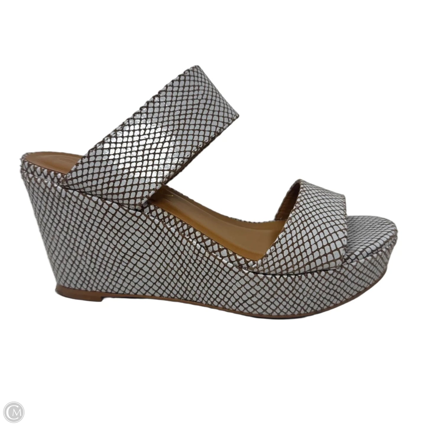 Wedge Sandals Heels By Rowen In Grey & Tan, Size: 7.5