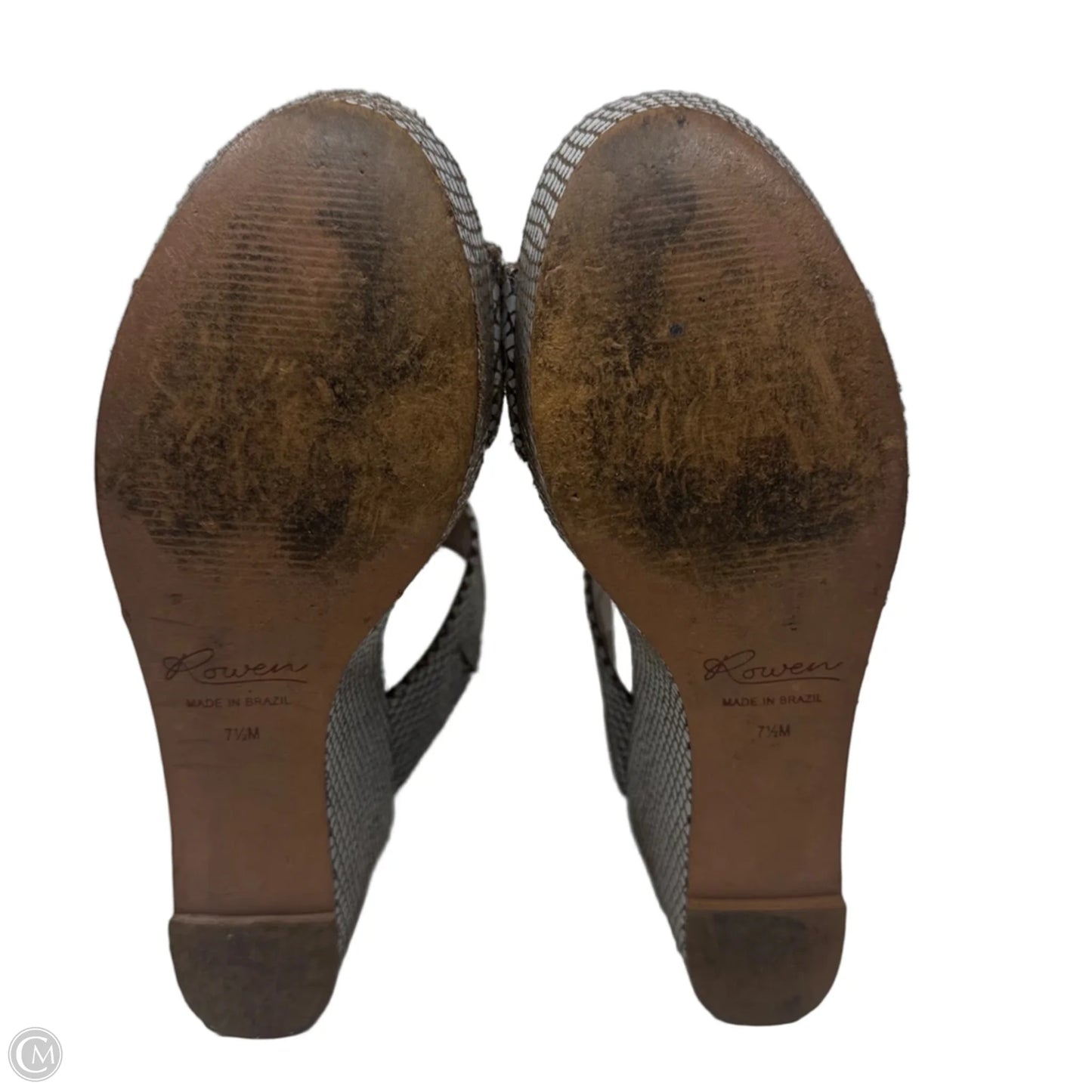 Wedge Sandals Heels By Rowen In Grey & Tan, Size: 7.5
