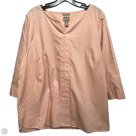 Top 3/4 Sleeve By Chicos In Peach, Size: 16