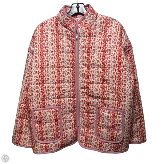 Jacket Puffer & Quilted By Vici In Cream & Red, Size: S