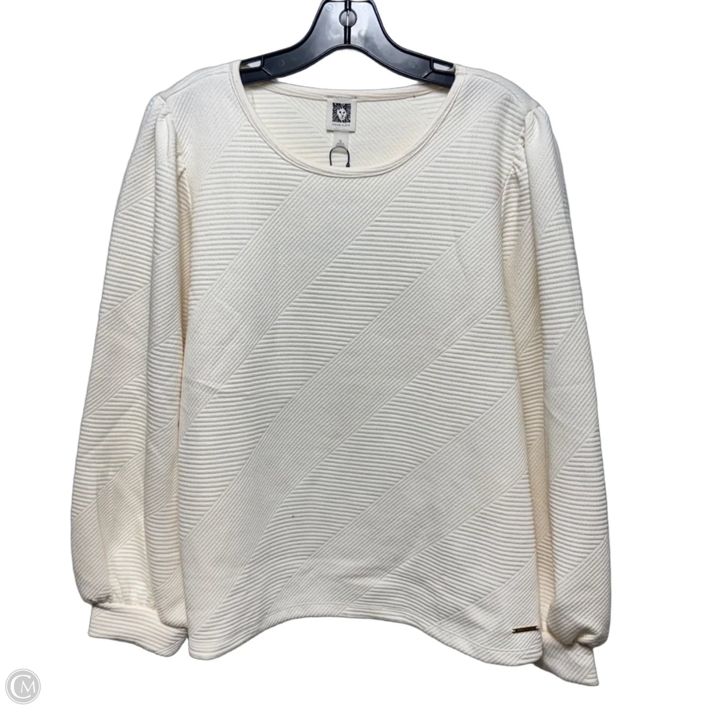Textured Top Long Sleeve By Anne Klein In Cream, Size: Xl
