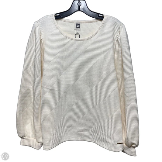 Textured Top Long Sleeve By Anne Klein In Cream, Size: Xl