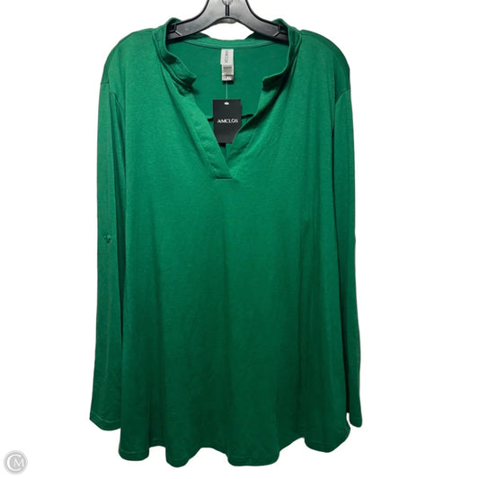 Top Long Sleeve By Amclos In Green, Size: 3x