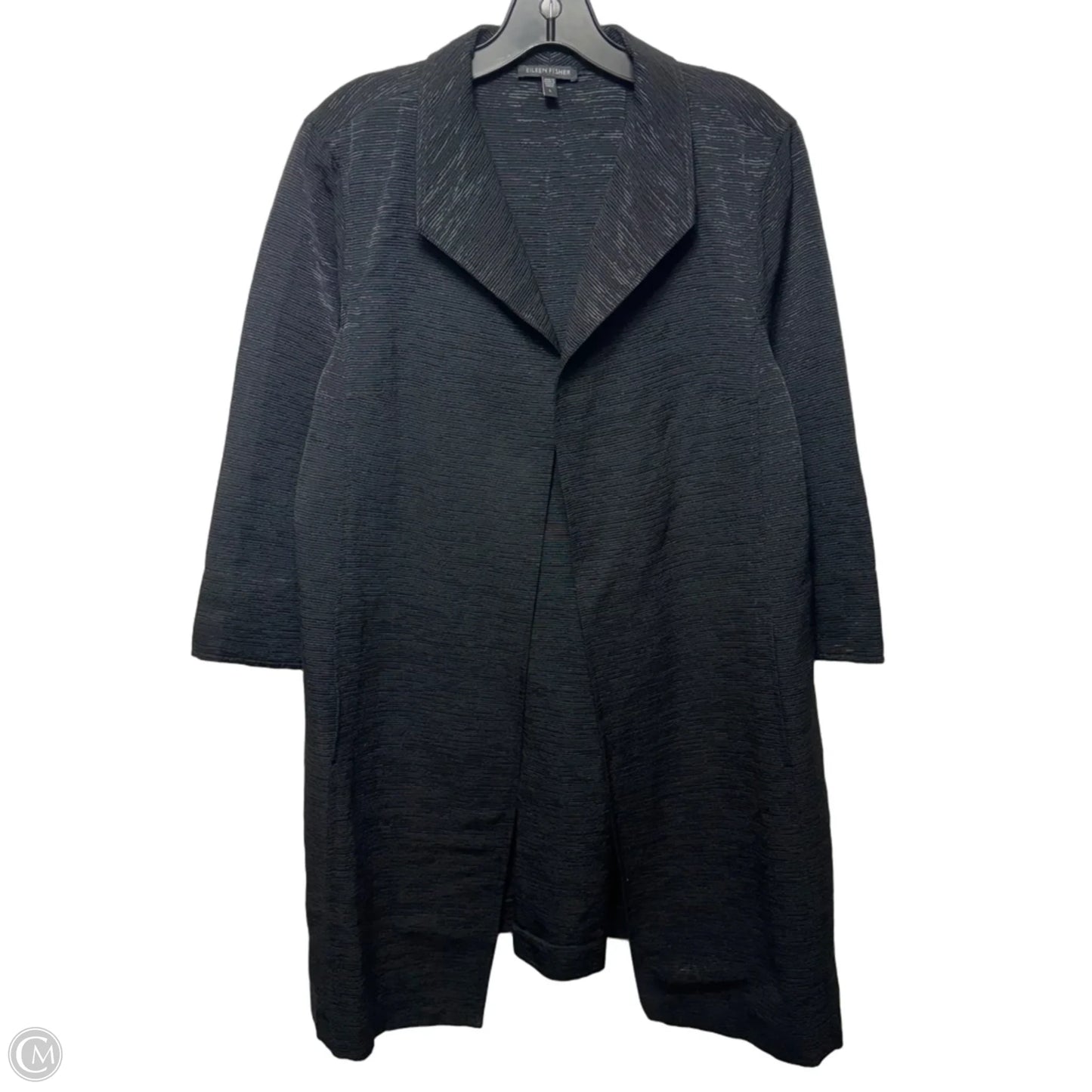 Long Jacket By Eileen Fisher In Black, Size: L