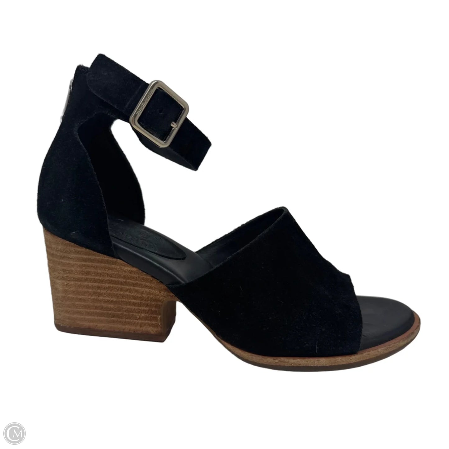 Suede Sandals Heels Block By Kork Ease In Black, Size: 7
