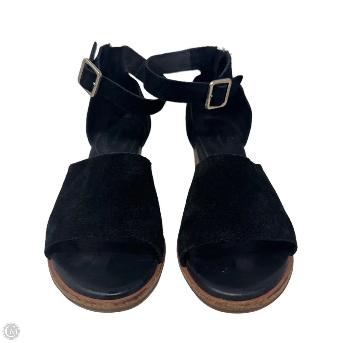 Suede Sandals Heels Block By Kork Ease In Black, Size: 7