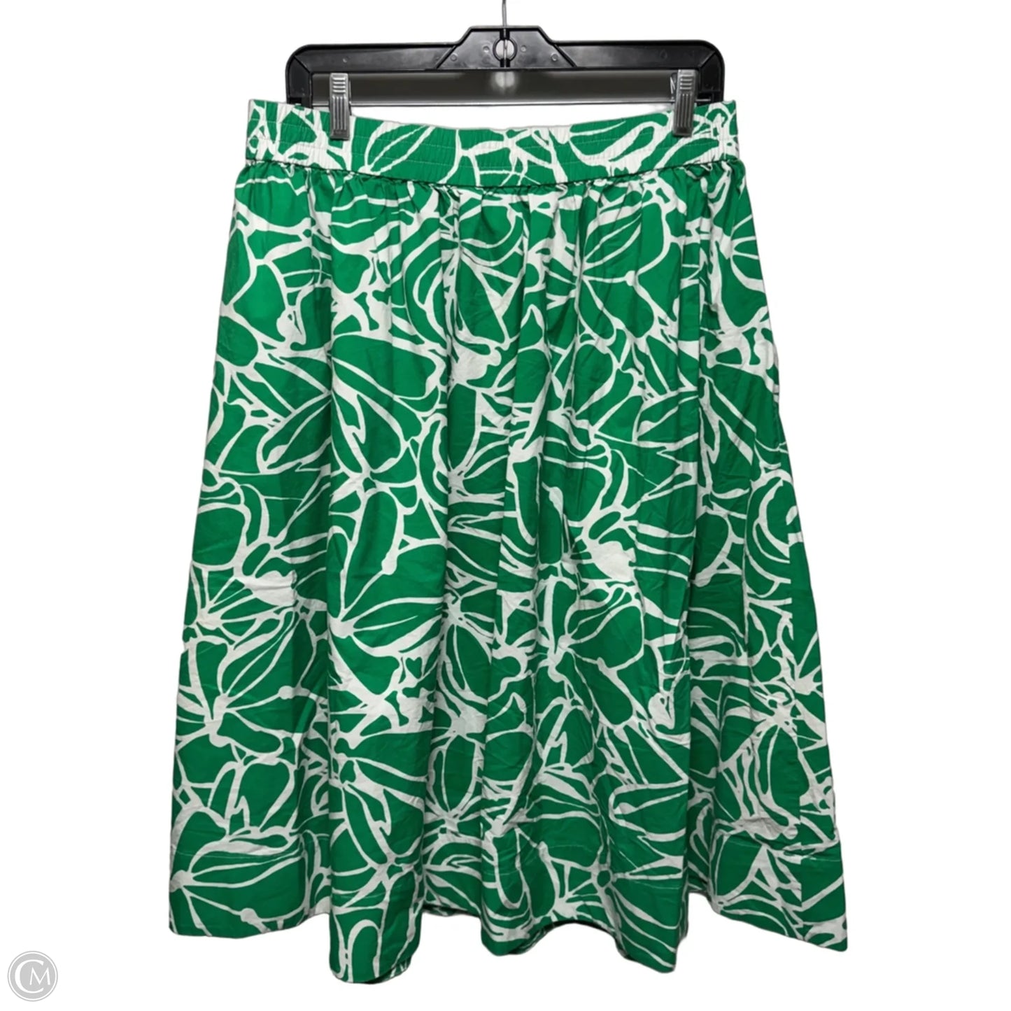 Skirt Midi By Banana Republic In Green & White, Size: L