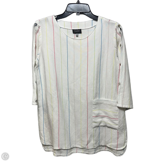 Linen Top 3/4 Sleeve By Toofan In Striped Pattern, Size: S