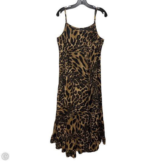 Tiered Ruffle Hem Maxi Dress By Zury In Animal Print, Size: XL