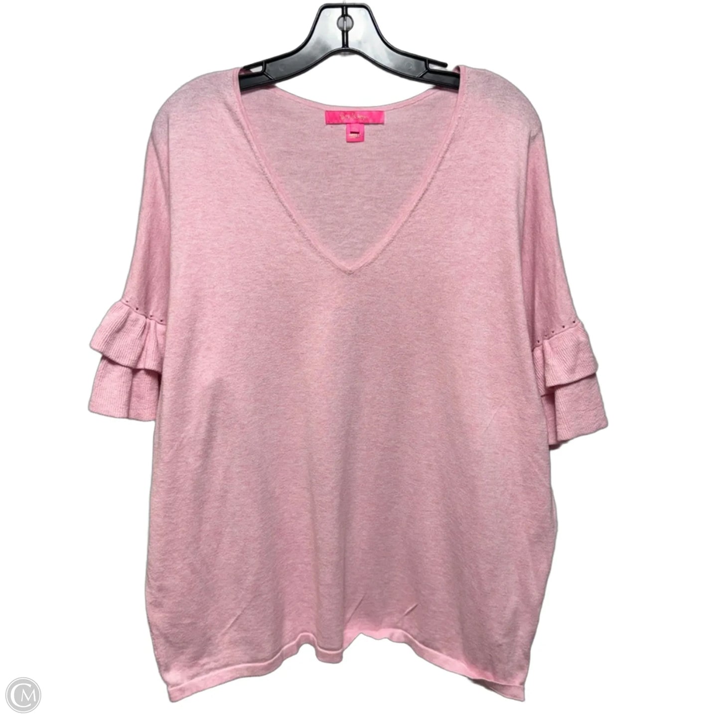 Knit Top 3/4 Sleeve Designer By Lilly Pulitzer In Pink, Size: Xl