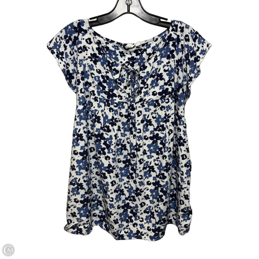 Top Short Sleeve By Gap In Blue & White, Size: Xl