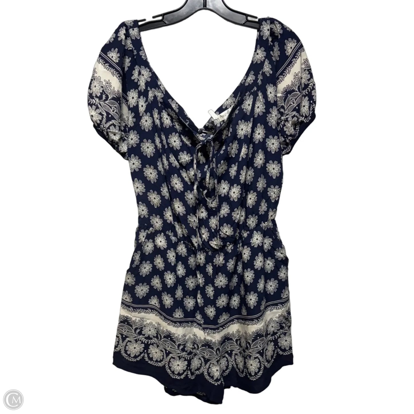 Romper By Available In Blue & Cream, Size: L