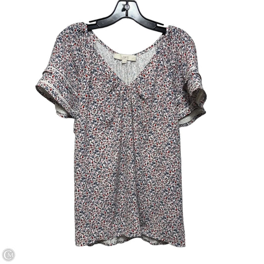 Top Short Sleeve By Loft In Floral Print, Size: Xl