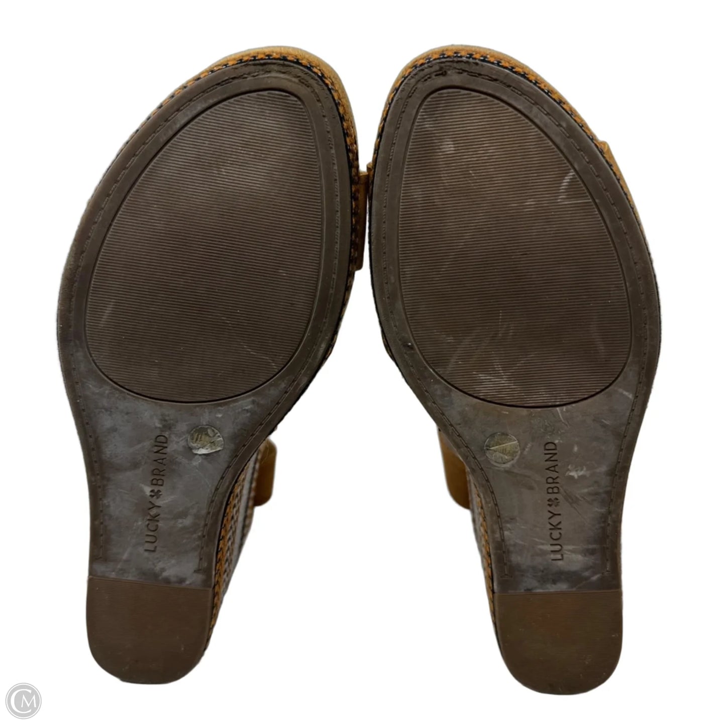 Yarosan Sandals Heels Wedge By Lucky Brand In Brown & Grey, Size: 11
