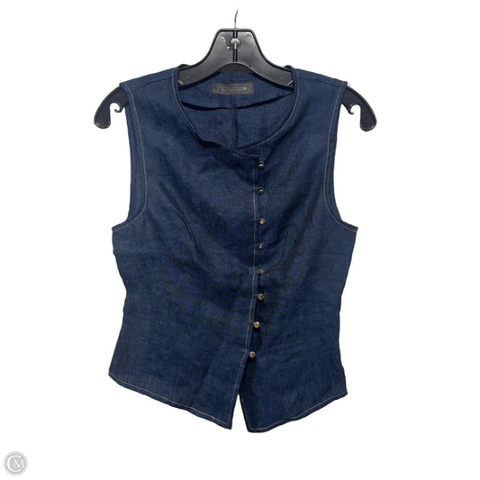 Top Sleeveless By Zara In Blue, Size: S