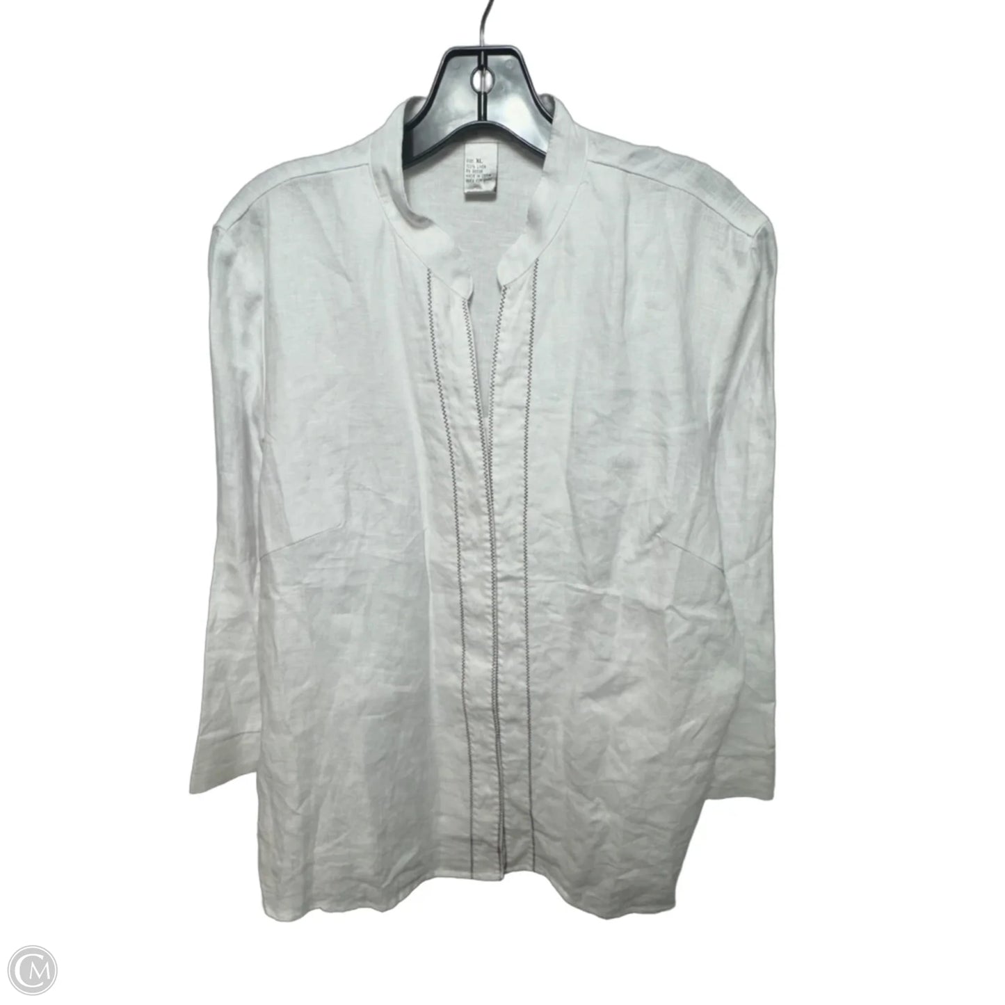 Linen Tunic Long Sleeve By Edward Women In White, Size: Xl