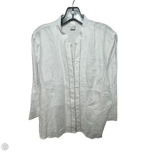 Linen Tunic Long Sleeve By Edward Women In White, Size: Xl
