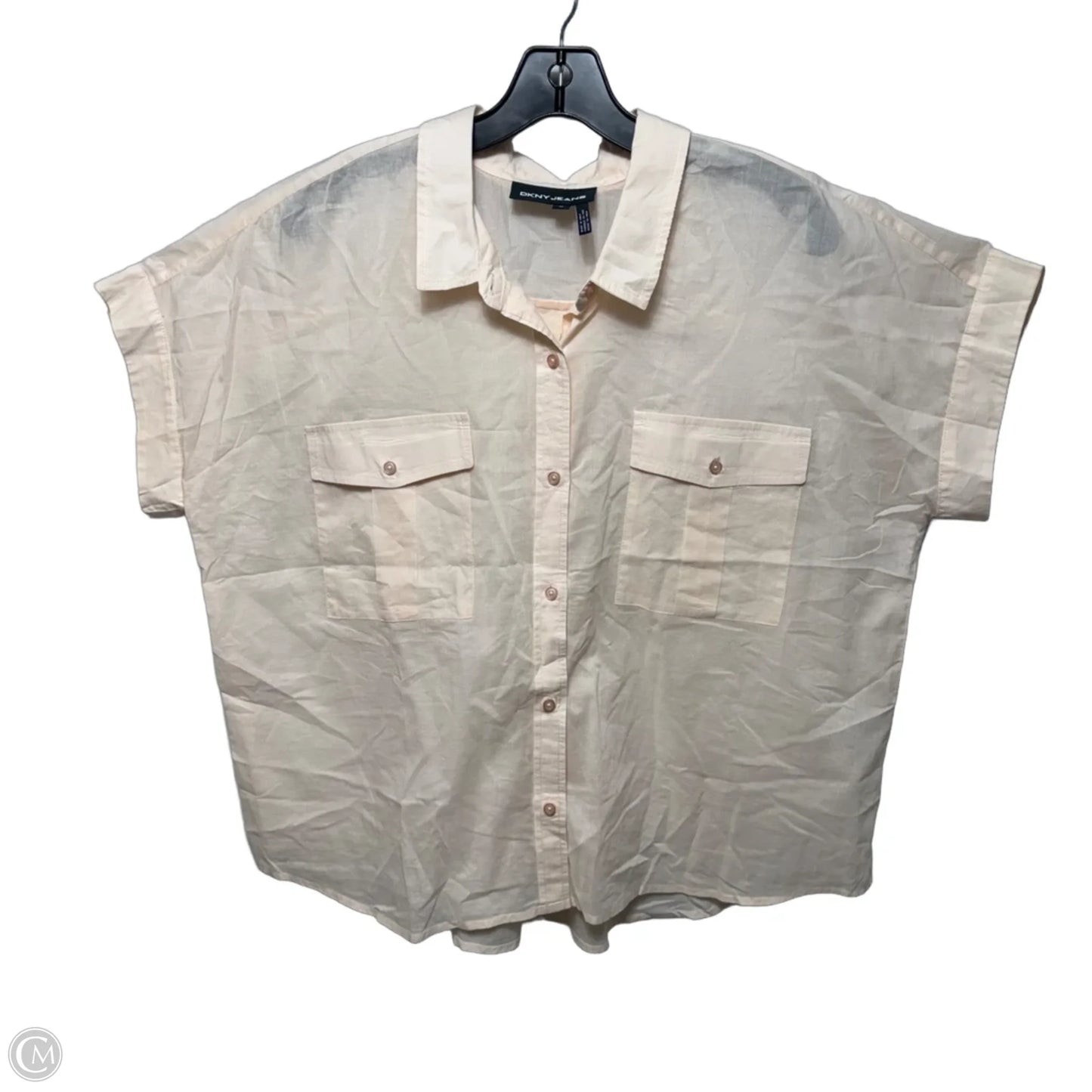 Top Short Sleeve By Dkny In Peach, Size: Xl