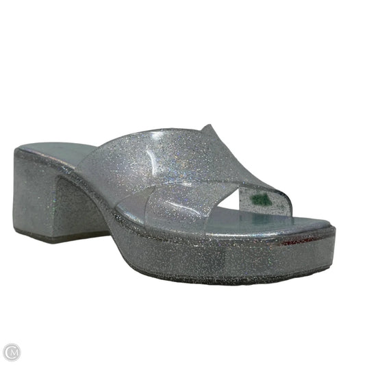 Glitter Jelly Platform Slide Sandals By Jeffrey Campbell In Clear, Size: 7 (EU 38)
