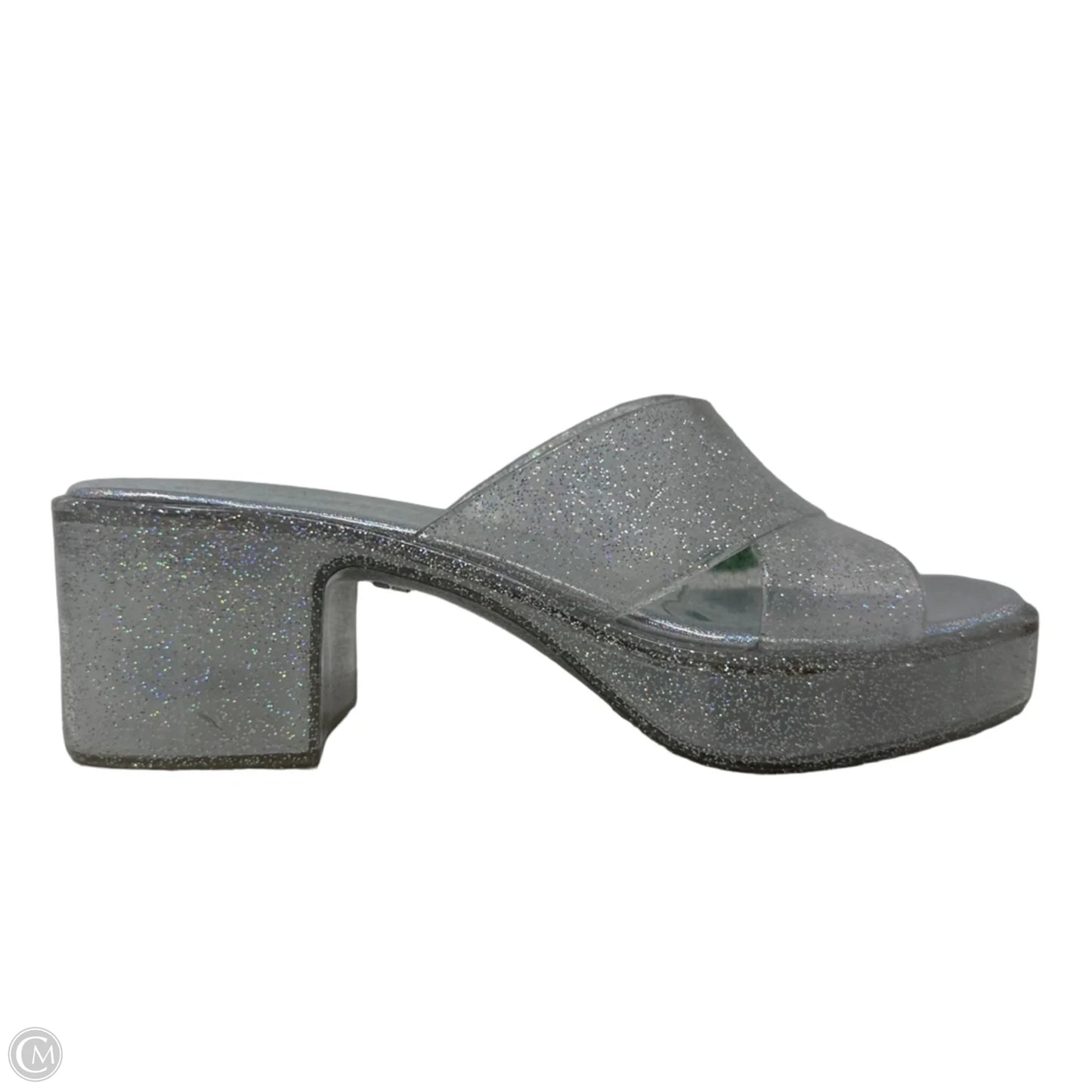 Glitter Jelly Platform Slide Sandals By Jeffrey Campbell In Clear, Size: 7 (EU 38)