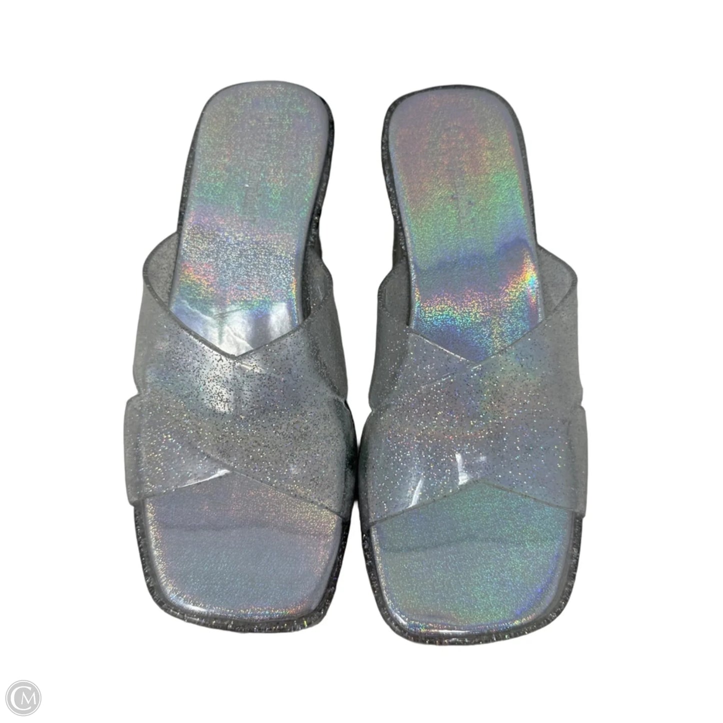Glitter Jelly Platform Slide Sandals By Jeffrey Campbell In Clear, Size: 7 (EU 38)