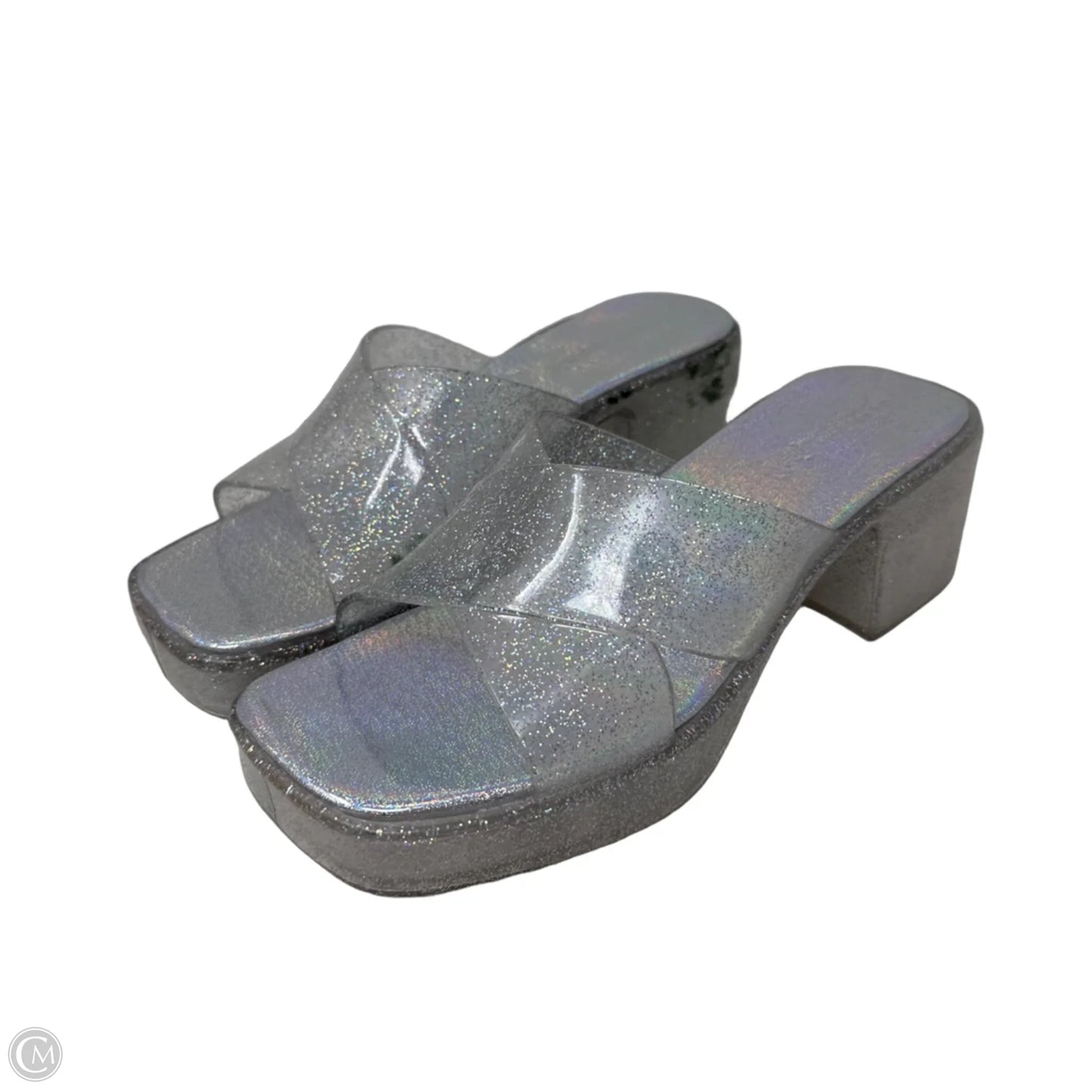 Glitter Jelly Platform Slide Sandals By Jeffrey Campbell In Clear, Size: 7 (EU 38)